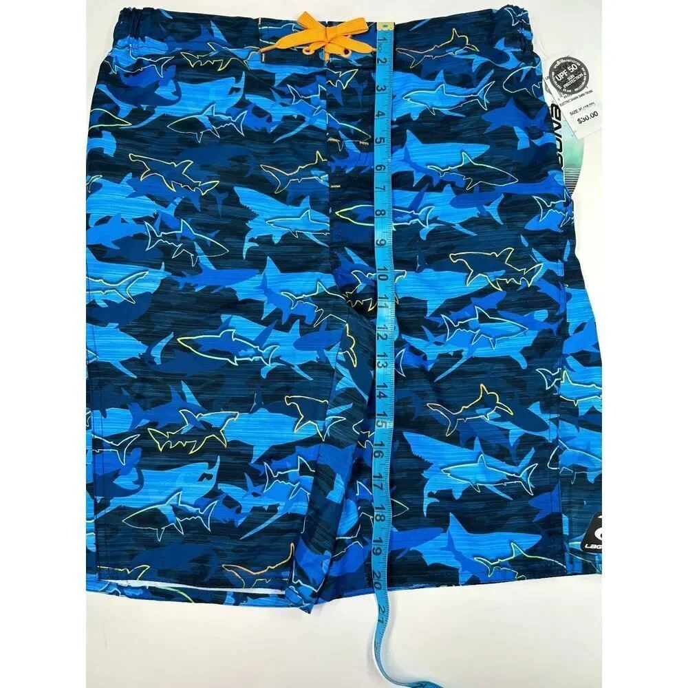 Laguna Boys Blue Electric Sharks‎ Swim Trunks Size XL